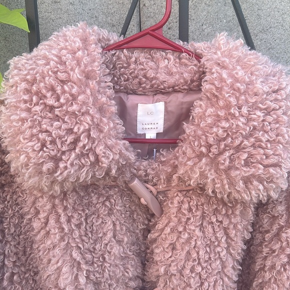 Lauren Conrad pink shag winter jacket, Large - Picture 3 of 6